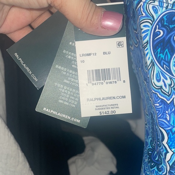 BNWT Lauren Ralph Lauren one piece swimsuit sz. 10 blue & white paisley - Picture 3 of 4